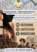 Vorschau - Arbeitsblätter - Jugend im Nationalsozialismus – Gruppenpuzzle mit Zeitzeugentexten & Arbeitsblättern (mit Lösungen) Hitlerjugend und Bund Deutscher Mädel | Geschichte Klasse 9/10 - Deckblatt