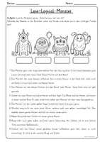 Vorschau - Arbeitsblätter - Lese-Logical: Monster | sinnentnehmendes Lesen | Kl. 2-4 - Seite 1
