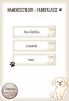Vorschau - Mal- und Bastelvorlagen - Namensschilder - Hundeklasse - Deckblatt