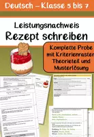 Vorschau - Klassenarbeiten - Leistungsnachweis Deutsch Rezept - Deckblatt