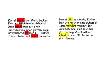 Vorschau - Quiz - Verben in Rezepten untersuchen - Deckblatt