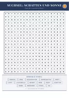 Vorschau - Arbeitsblätter - Suchsel: Schatten und Sonne – Wortsuchrätsel | Physik Klasse 5–6 - Seite 1