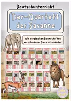Vorschau - Spiele - Tierquartett (Tiere der Savanne) - Deckblatt