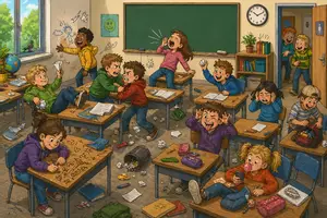Vorschau - Stundenentwürfe - Wimmelbild Klassenregeln - Regeln im Schulalltag - Kreatives Schreiben - Seite 1
