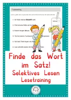 Vorschau - Arbeitsblätter - Lesetraining. Blitzlesen. Finde das Wort im Satz. Selektives Lesen - Deckblatt