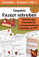 Vorschau - Unterrichtsreihen - Materialpaket Rezepte Komplette Sequenz Klasse 5 - 7 - Deckblatt