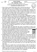 Vorschau - Stundenentwürfe - Lesetext mit Fragen zu Albert Einstein (Leseverstehen Klasse 4, 5, 6, 7) - Seite 1