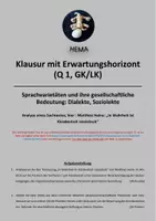 Vorschau - Unterrichtsreihen - Sprachvarietäten: Dialekte/Soziolekte - Kiezdeutsch, Klausur - Deckblatt