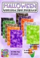 Vorschau - selbst erstellte Cliparts/Grafiken - Halloween Watercolour Backgrounds - Deckblatt