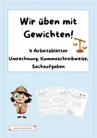 Vorschau - Arbeitsblätter - Gewichte - Komma, Umrechnung, Sachaufgaben - Deckblatt