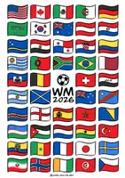 Vorschau - Arbeitsblätter - Plakat / Ausmalbilder Flaggen Teilnehmerländer "Fussball WM 2026" - Seite 1