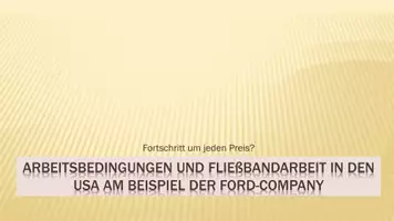 Vorschau - Stundenentwürfe - Arbeitsbedingungen und Fließbandarbeit in den USA am Beispiel Ford - Deckblatt