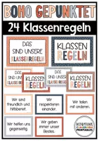 Vorschau - Poster - Klassenregeln Boho Gepunktet | Klassenzimmer Deko | Verhaltensregeln - Deckblatt