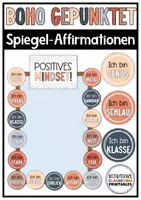 Vorschau - Mal- und Bastelvorlagen - Spiegel Affirmationen Boho Gepunktet | Klassenzimmer Deko | Affirmationskarten - Deckblatt