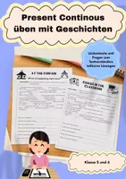 Vorschau - Arbeitsblätter - Present Continous üben mit Geschichten / Klasse 5 und 6 - Deckblatt