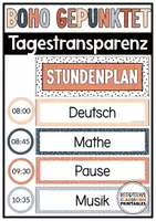 Vorschau - Poster - Tagestransparenz Boho Gepunktet | Klassenzimmer Deko | Stundenplan - Deckblatt