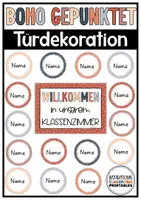Vorschau - Mal- und Bastelvorlagen - Türdekoration Boho Gepunktet | Klassenzimmer Deko | Türschilder | Begrüßung - Deckblatt