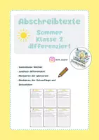 Vorschau - Arbeitsblätter - Abschreibtexte Sommer (Klasse 2: differenziert) - Deckblatt