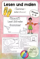 Vorschau - Arbeitsblätter - Lesen - malen: Sommer (Kl.1-3) - Deckblatt
