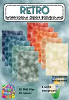 Vorschau - selbst erstellte Cliparts/Grafiken - Retro Watercolour Backgrounds - Deckblatt