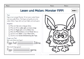 Vorschau - Arbeitsblätter - Lesen & Malen: Monster-Lesetexte Klasse 1/2 | differenziert mit Lösungen - Seite 3