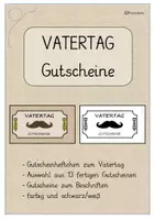 Vorschau - Mal- und Bastelvorlagen - VATERTAG - Gutscheine zum Verschenken - Deckblatt