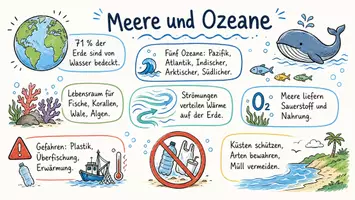 Vorschau - Arbeitsblätter - Arbeitsblätter zum Thema "Meere / Ozeane" + Lösung & MP3 + Mindmap + Infografik - Seite 1