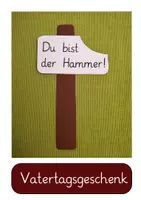 Vorschau - Mal- und Bastelvorlagen - Abschiedsgeschenk oder Vatertagsgeschenk, Gruß zum Vatertag: Hammer - Deckblatt