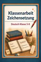 Vorschau - Test - Klassenarbeit Thema Zeichensetzung (Deutsch 5-8) - Deckblatt