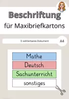 Vorschau - Poster - Beschriftung für Maxibriefkartons A4 editierbar - Freebie - Deckblatt