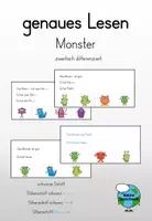 Vorschau - Arbeitsblätter - Genaues Lesen - "Monster" - Deckblatt