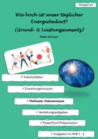 Vorschau - Arbeitsblätter - Wie hoch ist unser täglicher Energiebedarf? - Deckblatt