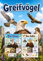 Vorschau - Poster - Lernkarte – Greifvögel – Sachunterricht – Tiere 2. Klasse - Deckblatt