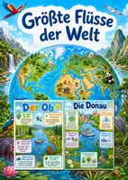 Vorschau - Poster - Lernkarte – Größte Flüsse der Welt – Sachunterricht – Erde und Kontinente 4. Klasse - Deckblatt