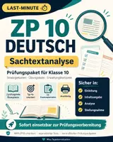 Vorschau - Arbeitsblätter - ZP10 Deutsch Sachtextanalyse Last-Minute | Prüfungsvorbereitung Klasse 10 mit Strategiekarten & Erwartungshorizont - Deckblatt