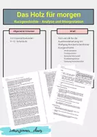 Vorschau - Arbeitsblätter - Das Holz für morgen - Kurzgeschichte - Analyse - Deckblatt