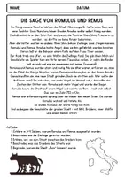 Vorschau - Arbeitsblätter - Saga Romulus und Remus verglichen mit der Wirklichkeit - Deckblatt