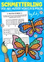 Vorschau - Arbeitsblätter - Pop Art Muster Schmetterling Würfel & Malen - Kunst im Frühling & Sommer - Deckblatt