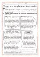 Vorschau - Arbeitsblätter - Things and people from SOUTH AFRICA (quiz, reading comprehension) - Seite 1