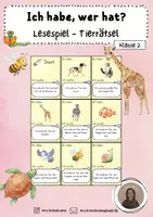 Vorschau - Spiele - Ich habe wer hat - Lesespiel "Tierrätsel" - Deckblatt