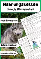 Vorschau - Arbeitsblätter - Nahrungsketten Biologie Klassenarbeit: Trophieebenen, Produzenten & Konsumenten - Deckblatt