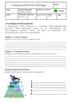 Vorschau - Arbeitsblätter - Nahrungsketten Biologie Klassenarbeit: Trophieebenen, Produzenten & Konsumenten - Seite 1