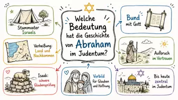 Vorschau - Arbeitsblätter - Arbeitsblätter zum Thema "Welche Bedeutung hat die Geschichte von Abraham im Judentum?" (Lückentext, Hörverstehen) + Lösung & MP3 + Mindmap + Infografik - Seite 1