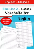 Vorschau - Arbeitsblätter - Vokabelfalter Klasse 6 (Blue Line 2) Unit 4 Mittelschule - Deckblatt