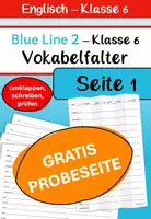Vorschau - Arbeitsblätter - Probeseite: Vokabelfalter Klasse 6 (Blue Line 2) Unit 1 - Deckblatt