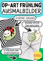 Vorschau - Mal- und Bastelvorlagen - 🌷Op Art Frühlingsmotive – Kreatives Kunstprojekt zum Ausmalen & Gestalten - Deckblatt