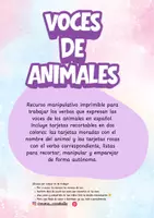 Vista previa - Tarjetas / Manipulativos - Voces de animales, animales- verbos sonido - página 1