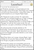 Vorschau - Arbeitsblätter - Ritterorden – Templer und Johanniter, Lesen und Verstehen Arbeitsblätter mit Lesetext, Fragen - Seite 2