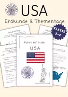 Vorschau - Arbeitsblätter - USA Unterrichtsmaterial Klasse 2-3 | Arbeitsblätter & Projektarbeit - Deckblatt