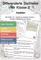 Vorschau - Arbeitsblätter - Insekten Klasse 2 | Lesetexte & Sachtexte | Ursache-Wirkung verstehen | differenziert mit Lösungen - Deckblatt